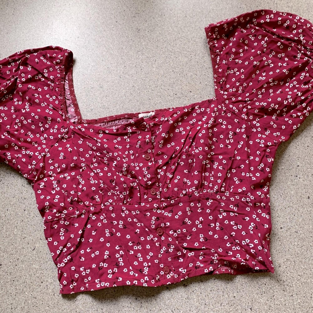 Garage Puff Sleeve Top Floral Pattern NWT Size M